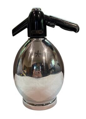 Vintage Soda King Chrome Seltzer Bottle Soda Siphon Barware Mid Century 1960s